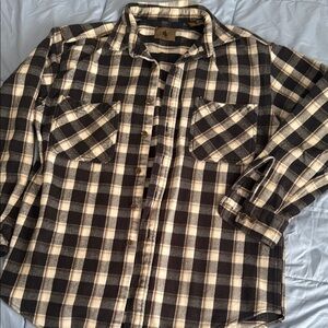 Plaid Men's Shirt - Black and Cream